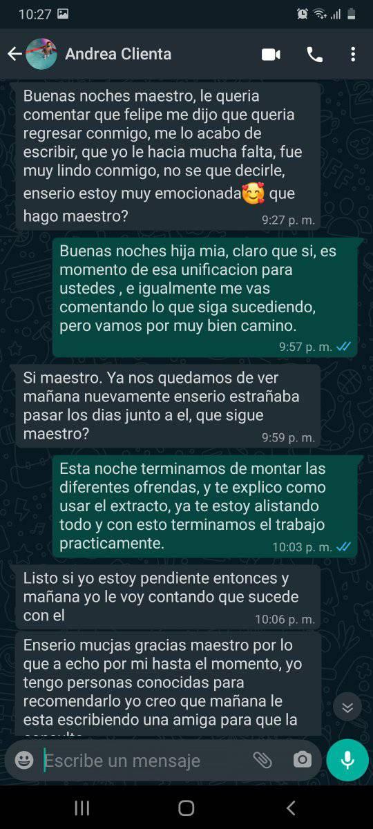 Espacio para captura real de WhatsApp de Andrea